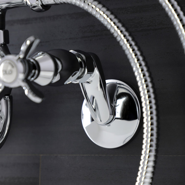 Polished Chrome Wall Mount Clawfoot Tub Faucet with Hand Shower
