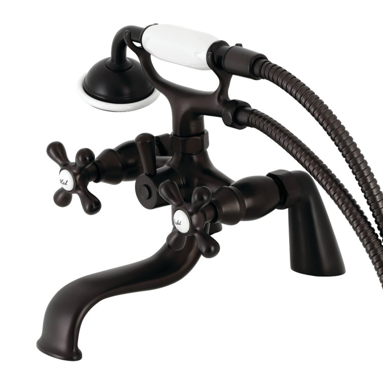 Oil Rubbed Bronze Deck Mount Clawfoot Tub Faucet with Hand Shower