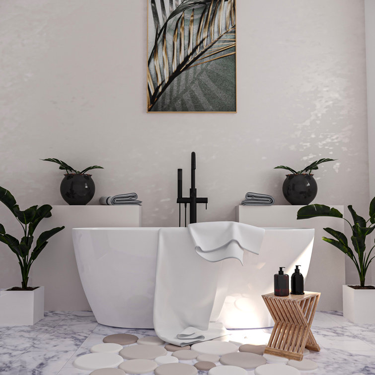 Matte Black Brass Floor Mount Freestanding Bathtub Filler Faucet
