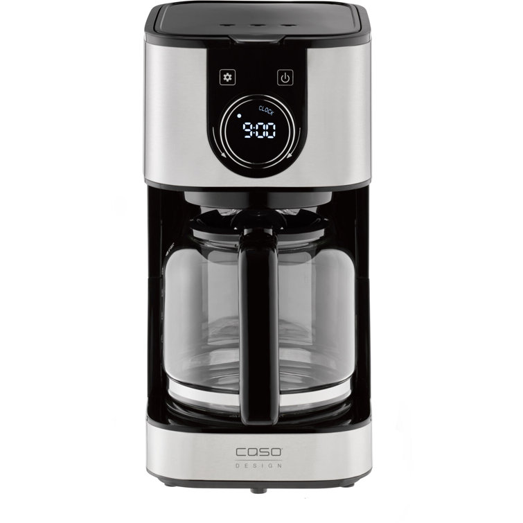 Sleek 10-Cup Black Glass Carafe Drip Coffee Maker with Programmable Timer