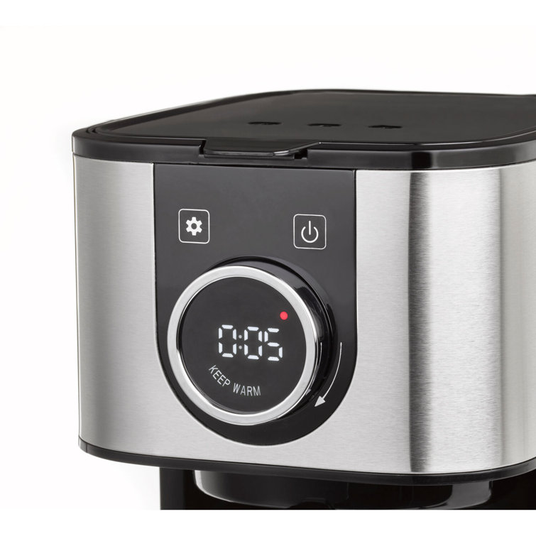 Sleek 10-Cup Black Glass Carafe Drip Coffee Maker with Programmable Timer