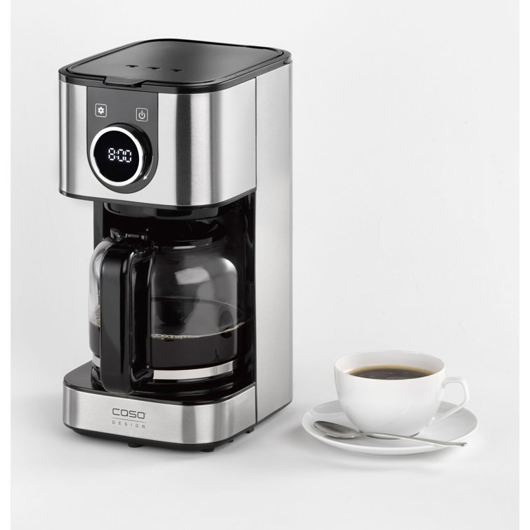 Sleek 10-Cup Black Glass Carafe Drip Coffee Maker with Programmable Timer