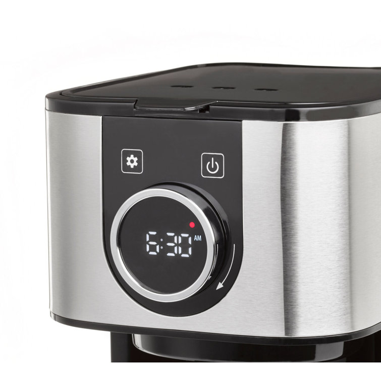 Sleek 10-Cup Black Glass Carafe Drip Coffee Maker with Programmable Timer