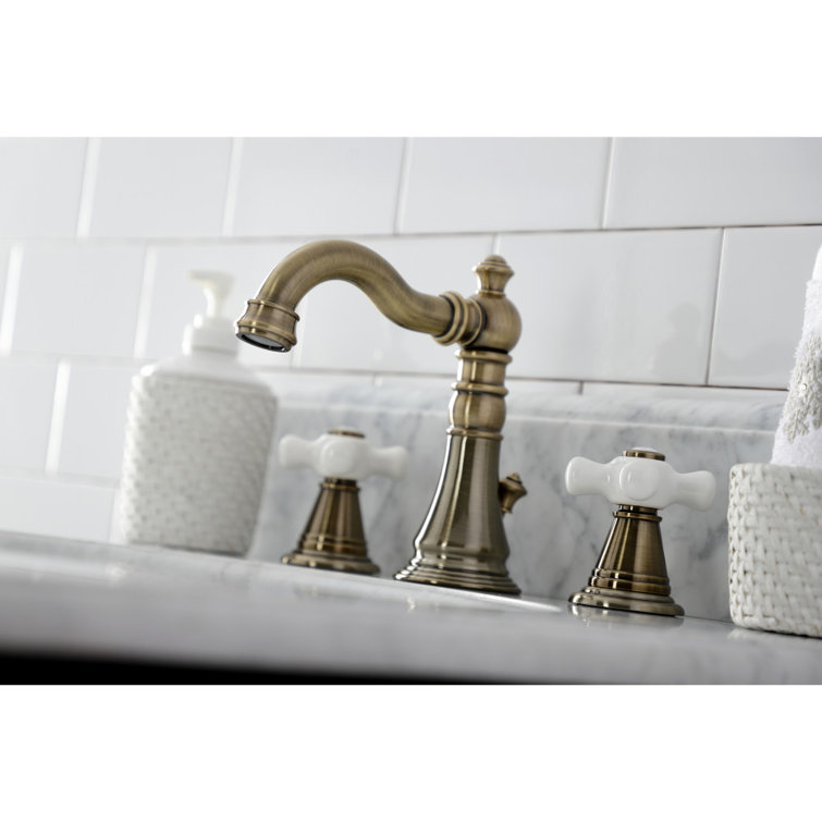 Victorian Era Inspired Antique Brass Widespread Bathroom Faucet