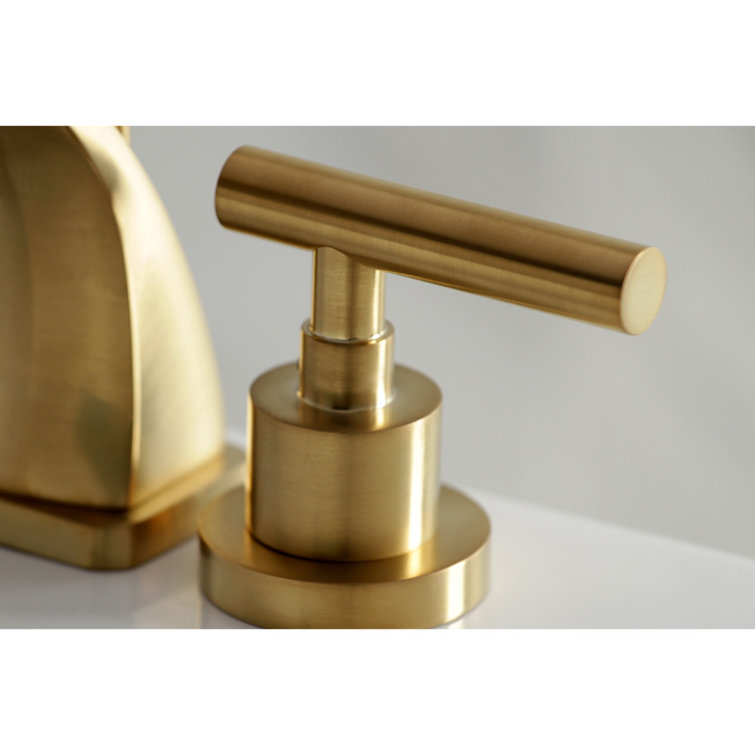 Manhattan Brushed Brass Widespread Bathroom Faucet with Pop-Up Drain