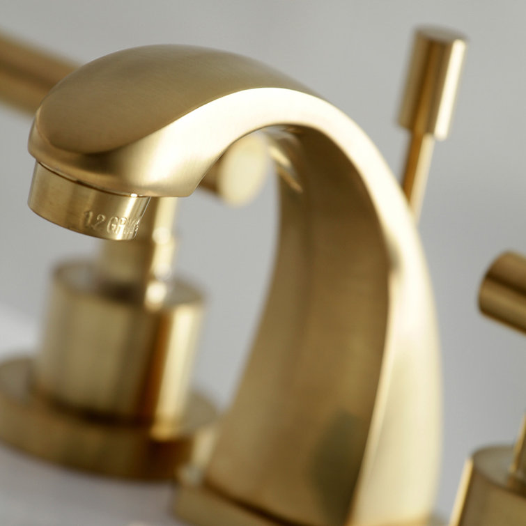 Manhattan Brushed Brass Widespread Bathroom Faucet with Pop-Up Drain