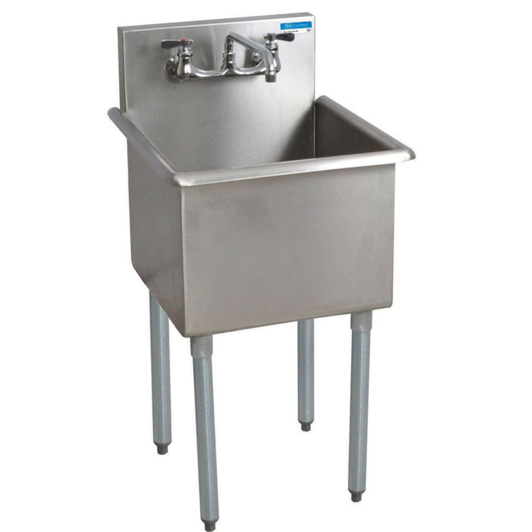 Compact Stainless Steel Free Standing Service Sink with Backsplash