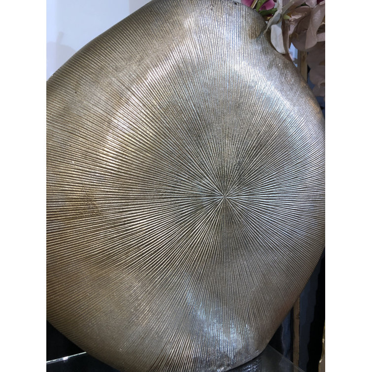 Gretchen 23" Ribbed Gold Aluminum Floor Vase