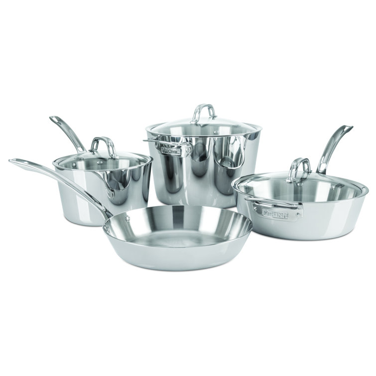 Viking 3-Ply Stainless Steel 7-Piece Cookware Set with Glass Lids