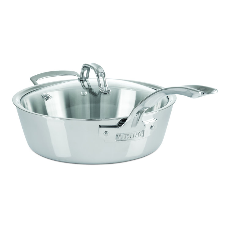 Viking 3-Ply Stainless Steel 3.6 Quart Saute Pan with Glass Lid