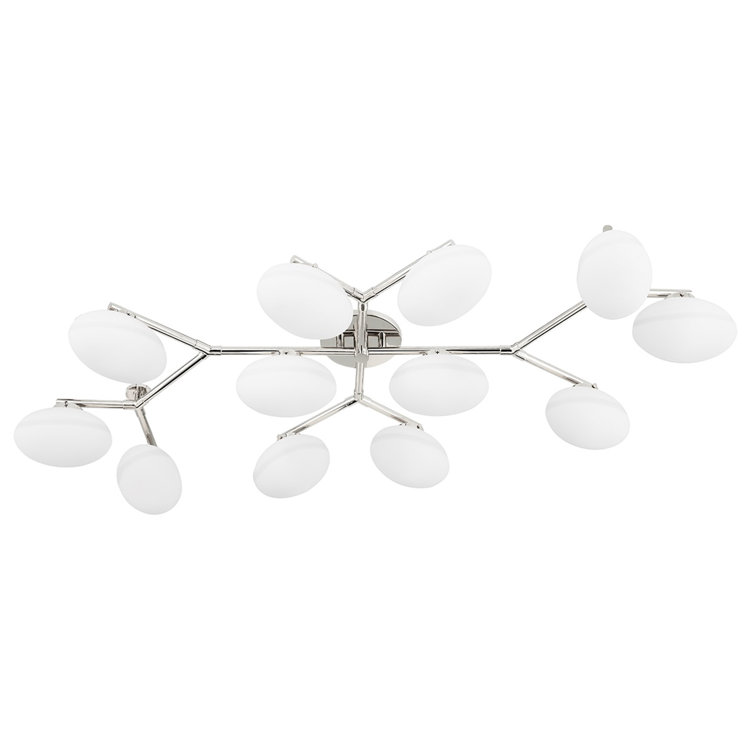 Elegant Branching 12-Light LED Semi-Flush Mount in Polished Nickel