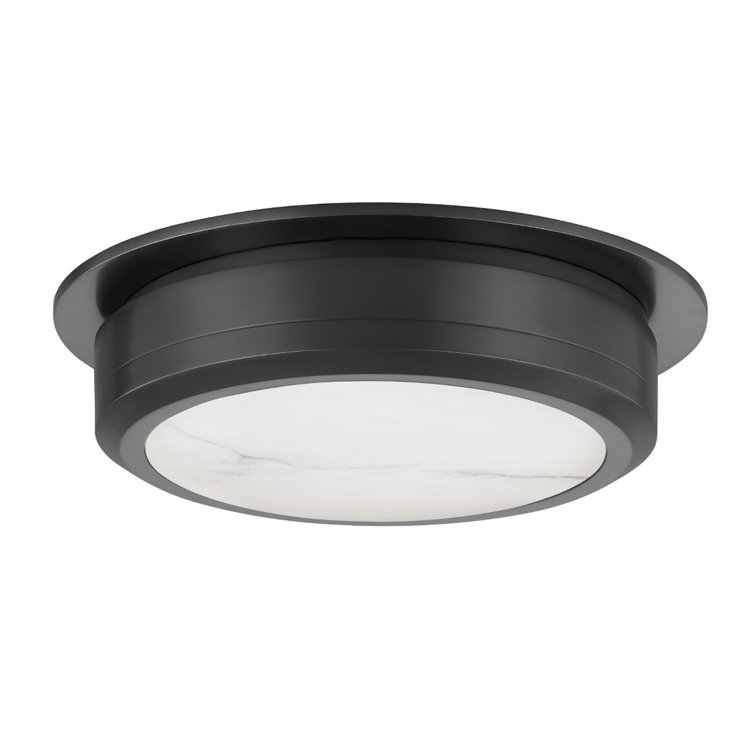 Greenport Old Bronze LED Flush Mount with White Spanish Alabaster Shade