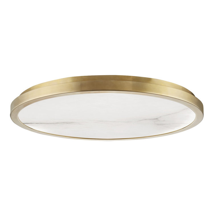 Elegant Aged Brass LED Flush Mount with Spanish Alabaster Shade