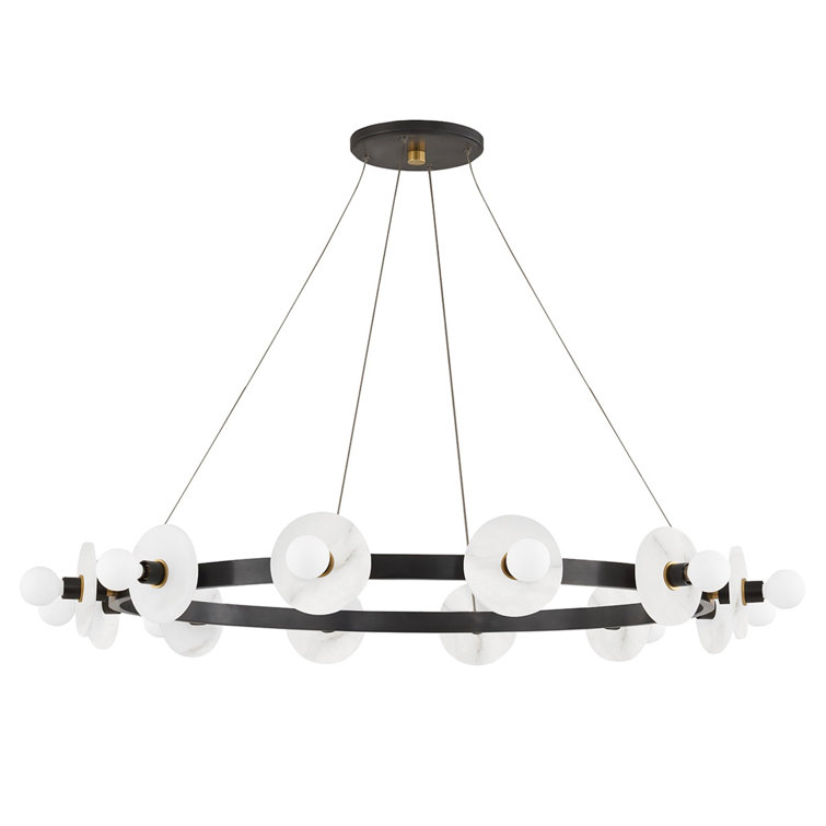Austen Aged Old Bronze 12-Light Chandelier with Spanish Alabaster Shades