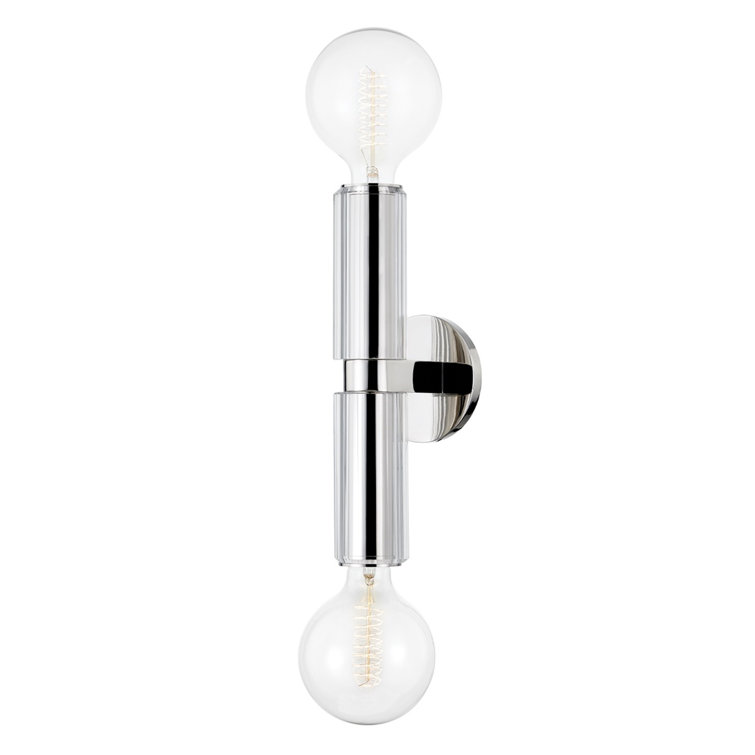 Sleek Transitional 24.75" Silver Nickel Dimmable Wall Sconce