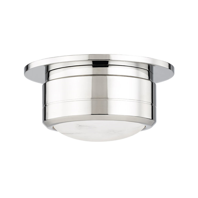 Greenport Spanish Alabaster LED Flush Mount in Polished Nickel