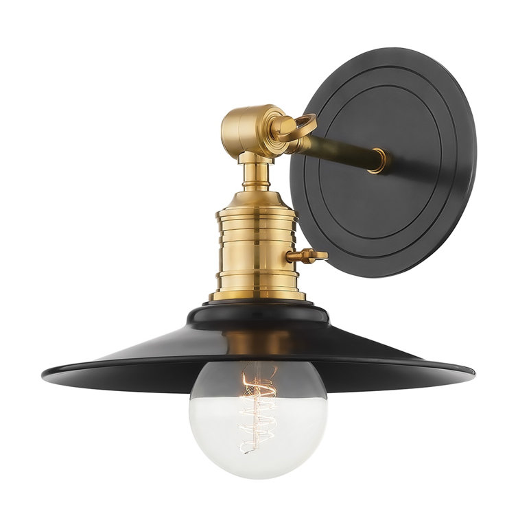 Aged Bronze and Black Industrial Wall Sconce