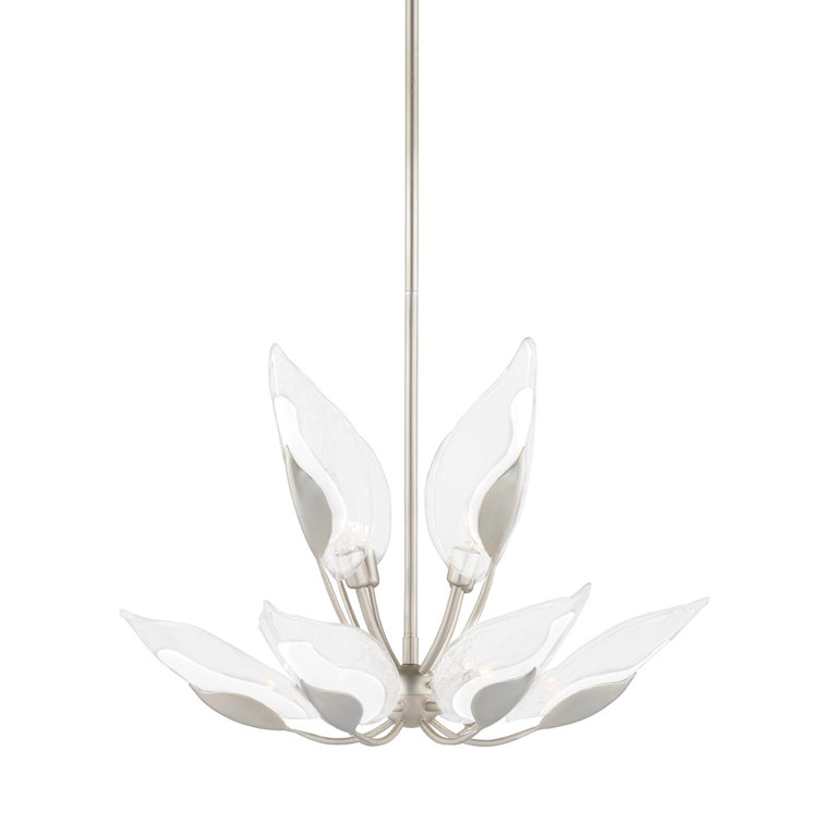Silver Leaf Crystal Glass 10-Light Geometric Chandelier