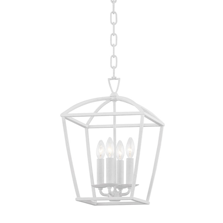 White Plaster 4-Light Metal Lantern Chandelier