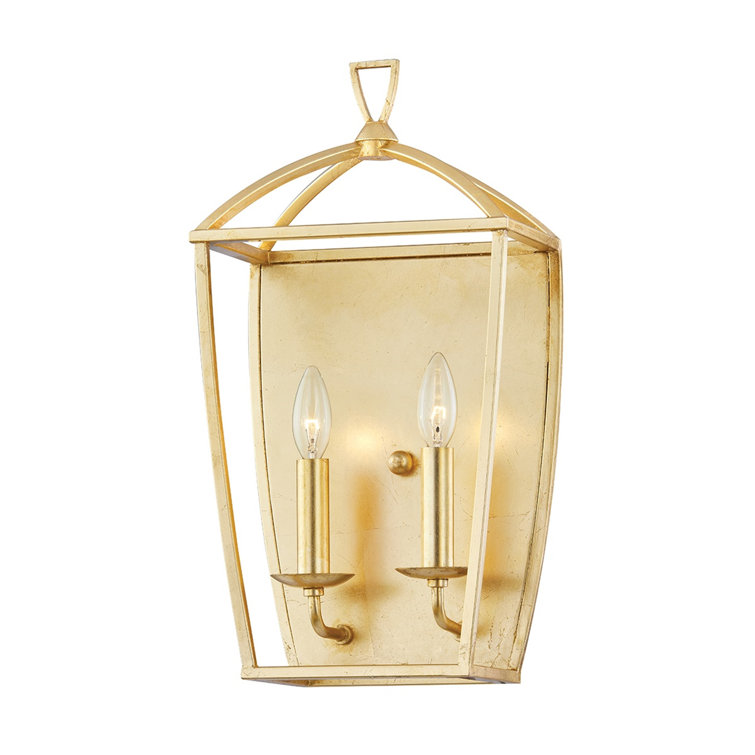 Bryant Gold Leaf Dual-Light Dimmable Lantern Sconce