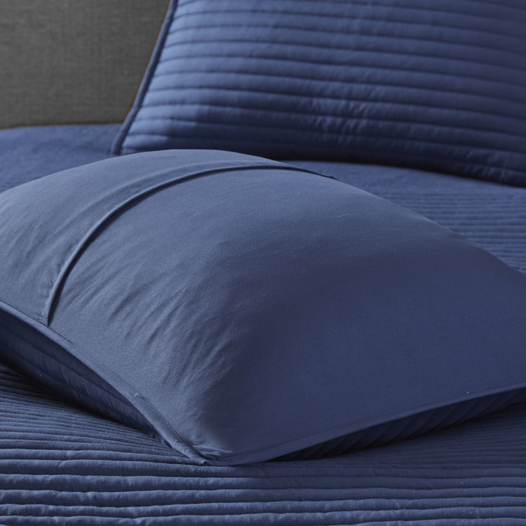 Full Blue Microfiber Reversible Comforter and Coverlet Set