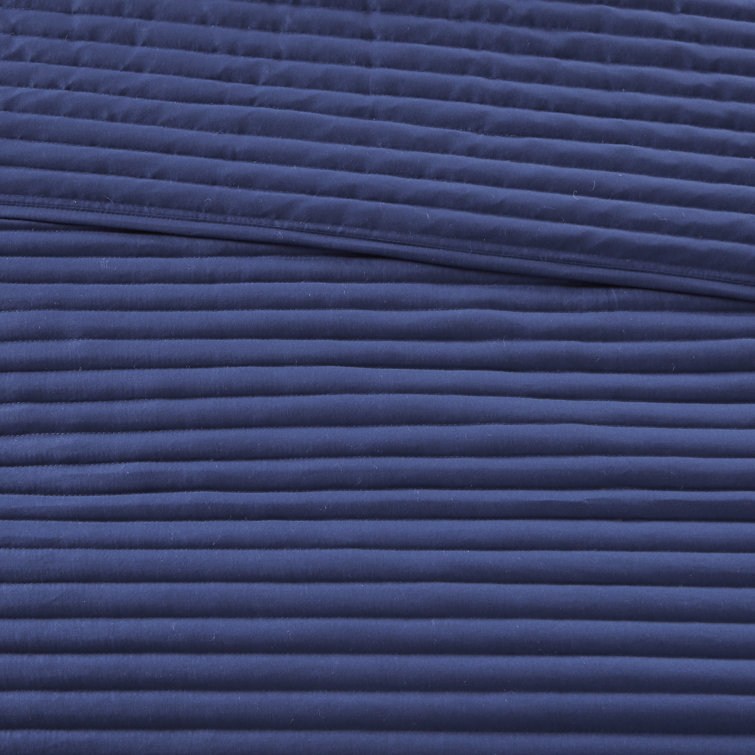 Full Blue Microfiber Reversible Comforter and Coverlet Set