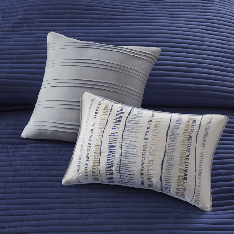 Full Blue Microfiber Reversible Comforter and Coverlet Set