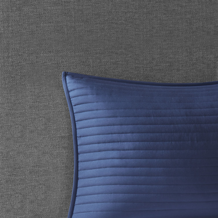 Full Blue Microfiber Reversible Comforter and Coverlet Set