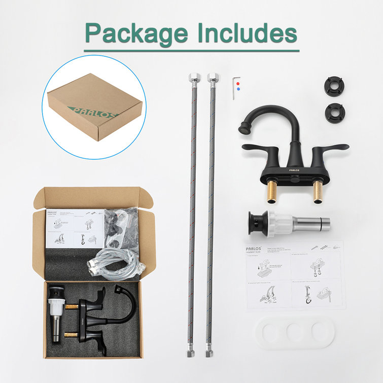 Matte Black Metal Centerset Bathroom Faucet with Pop-Up Drain