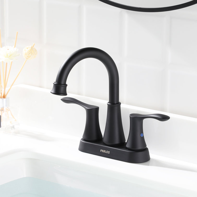 Matte Black Metal Centerset Bathroom Faucet with Pop-Up Drain