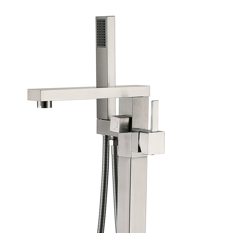 Brushed Nickel Modern Freestanding Tub Faucet with Hand Shower