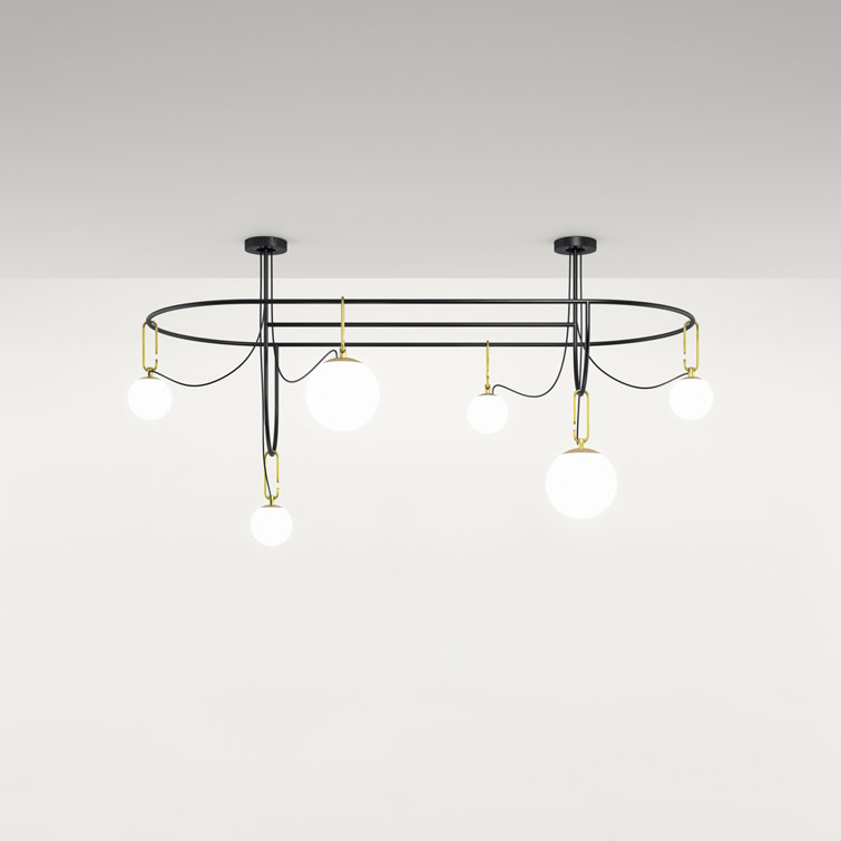 Modern White Cage Elliptic LED Suspension Light