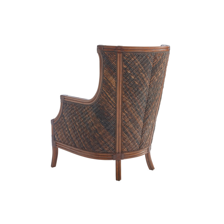 Caribbean Sunset Blue Leather-Wrapped Wingback Chair