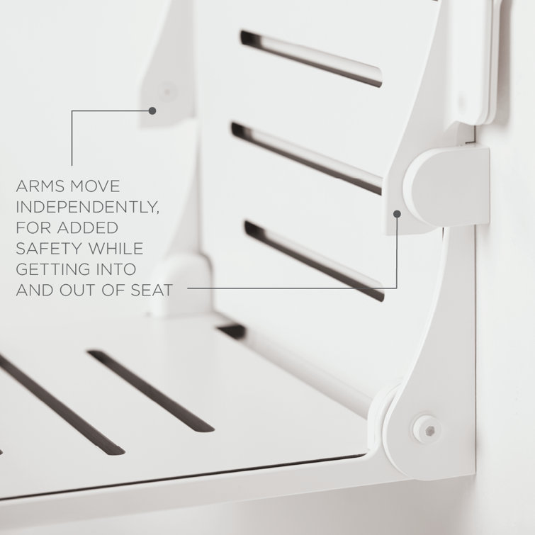 White Matte Teak Folding Wall-Mounted Shower Seat