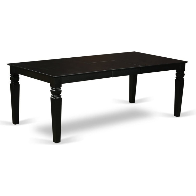 Black Rubberwood Extendable Dining Table Set with 4 Slatted Chairs