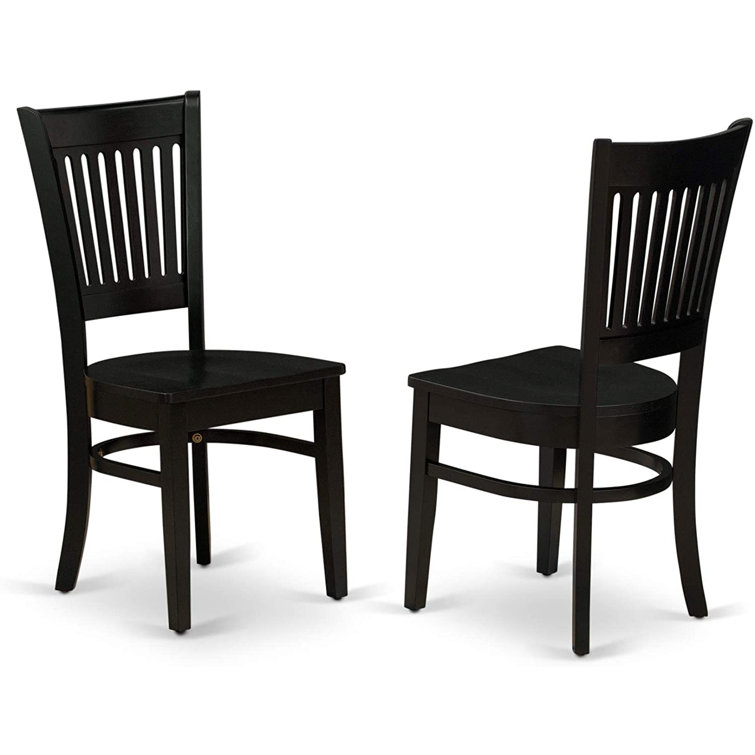Black Rubberwood Extendable Dining Table Set with 4 Slatted Chairs