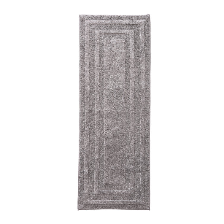 Gray Cotton Tufted Bath Runner Rug with Non-Skid Backing