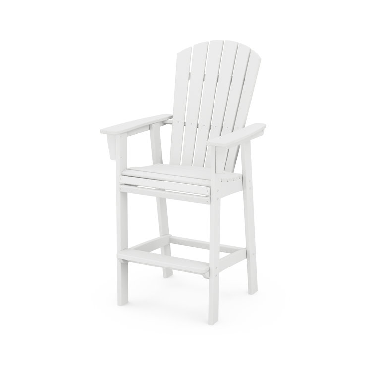 White Polywood Nautical Curveback Adirondack Bar Chair