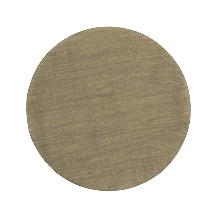Traditional Criollo Wood & Textured Carbone Metal Round Side Table