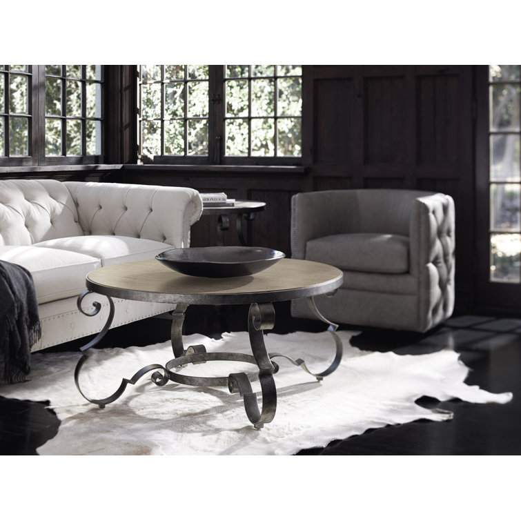 Villa Toscana Traditional Round Cocktail Table with Storage in Beige