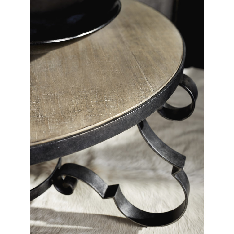 Villa Toscana Traditional Round Cocktail Table with Storage in Beige