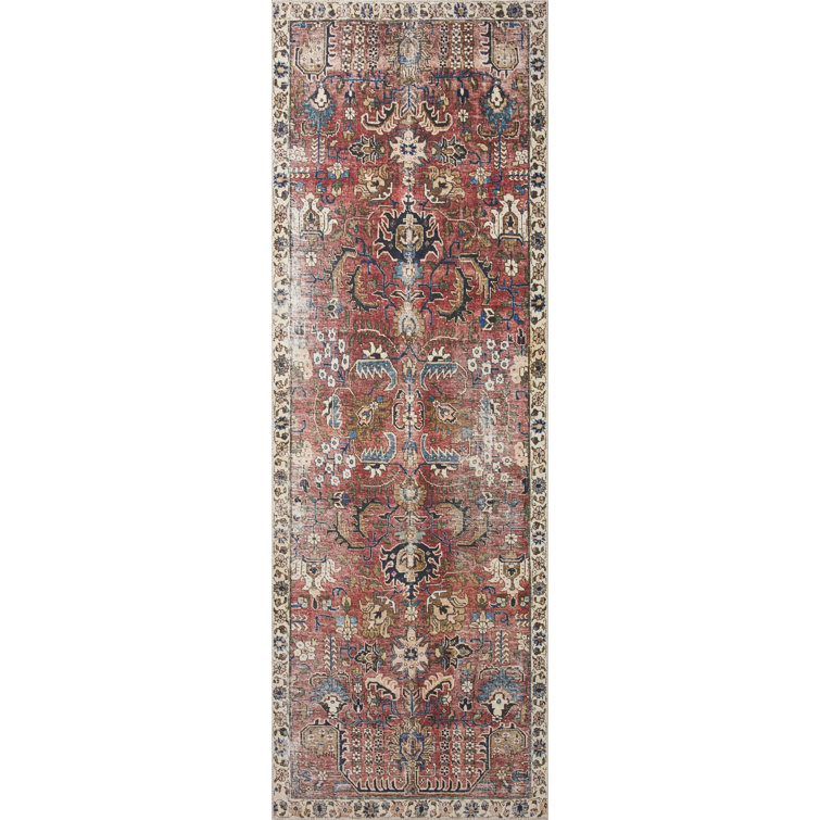 Reversible Easy-Care Synthetic Red Runner Rug 2'x5'