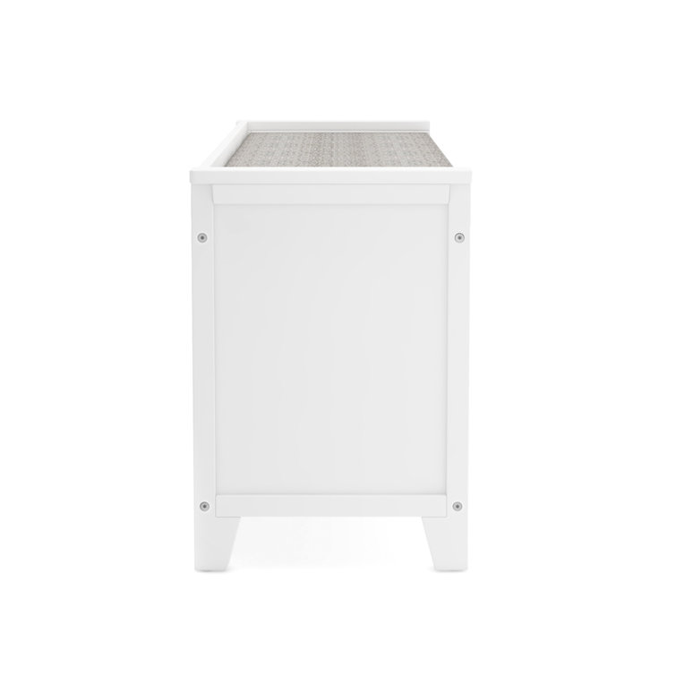 Creamy White Kids' Multi-Use Storage Bench with Cushion & Bins
