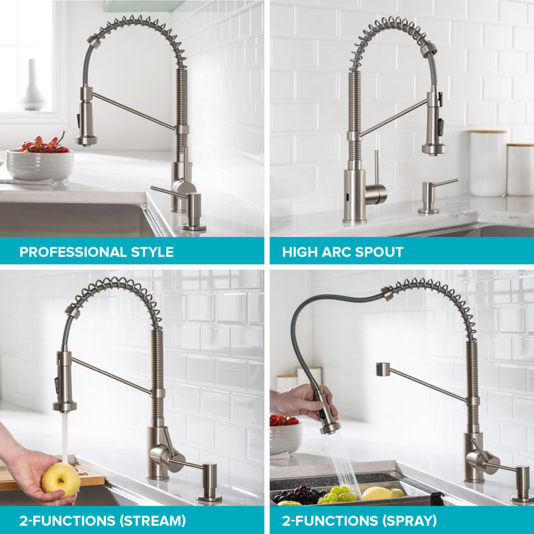 Chrome Commercial Style Pull-Down Kitchen Faucet with Drinking Water Dispenser