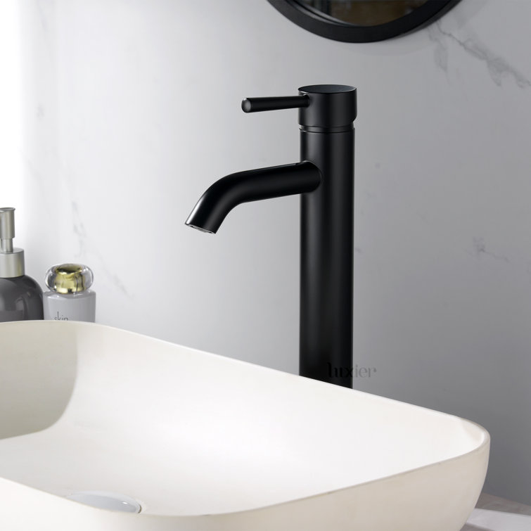 Luxier Matte Black Modern Vessel Bathroom Faucet with Drain Assembly