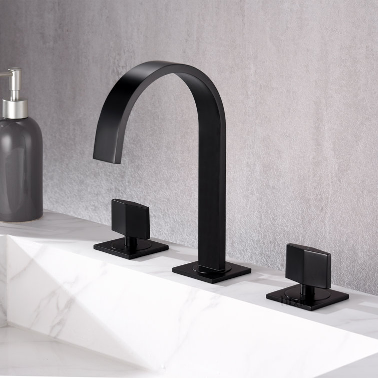 Matte Black Modern Widespread Bathroom Faucet with Pop-Up Drain