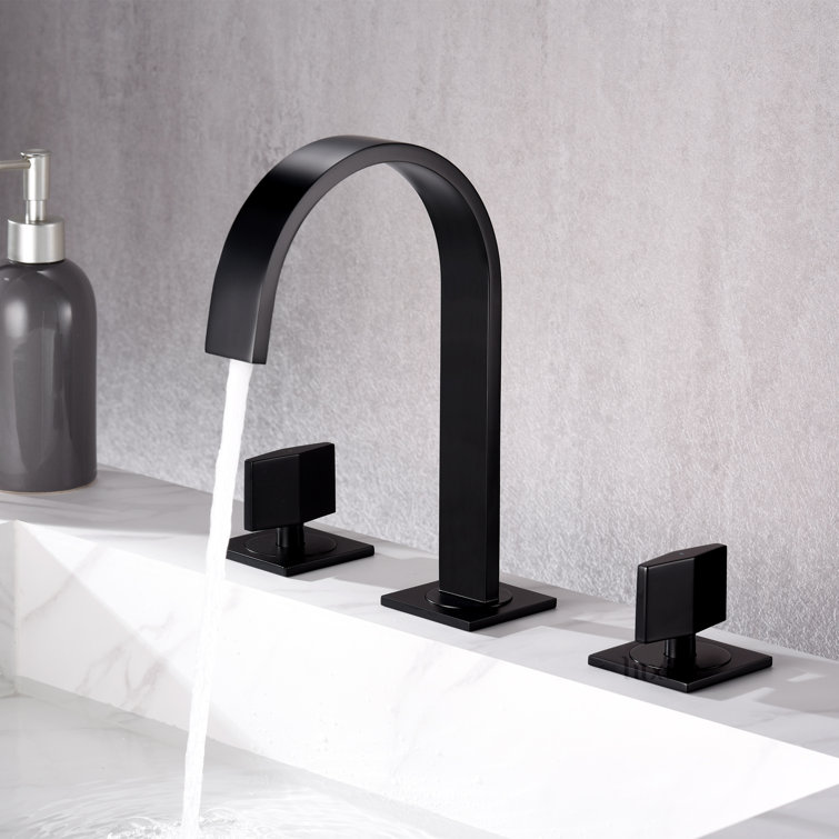 Matte Black Modern Widespread Bathroom Faucet with Pop-Up Drain