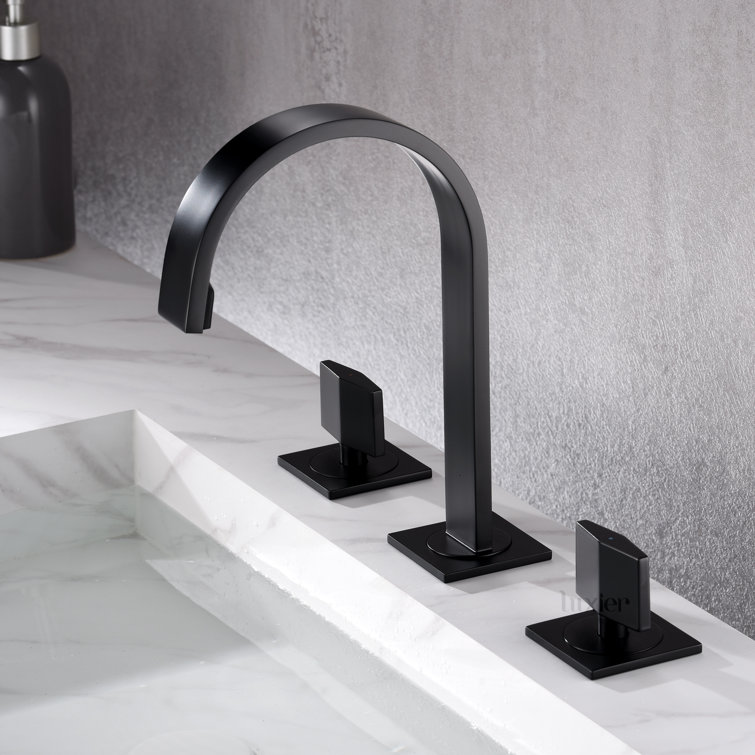 Matte Black Modern Widespread Bathroom Faucet with Pop-Up Drain
