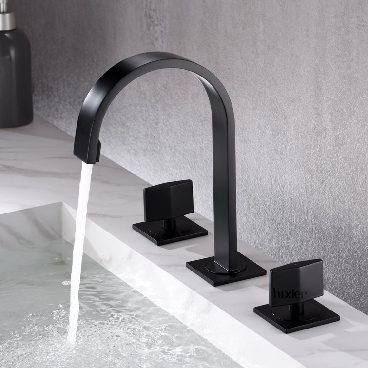 Matte Black Modern Widespread Bathroom Faucet with Pop-Up Drain