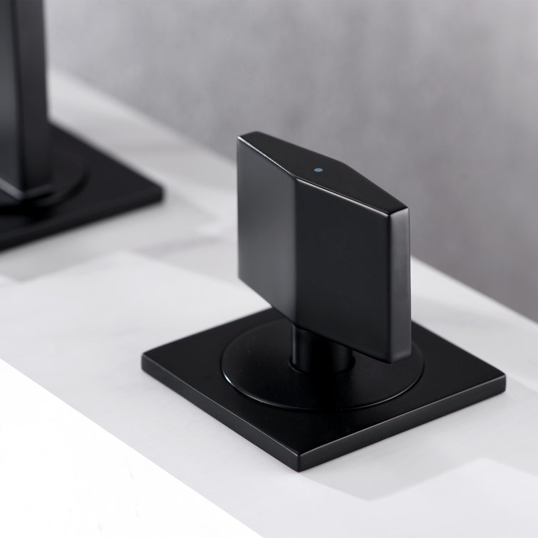 Matte Black Modern Widespread Bathroom Faucet with Pop-Up Drain